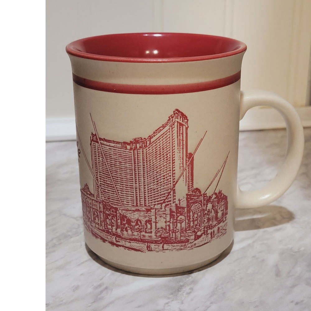 Monte Carlo Resort Casino Las Vegas Mug 12oz Vintage Cream Red Made in Japan